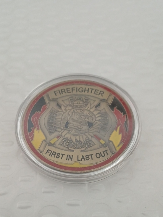 Other - Firefighter Rescue Challenge Coin - Red and Gold